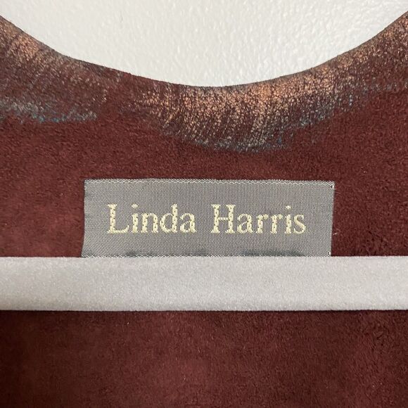 Linda‎ Harris Handmade Hand Painted Leather Open Vest Sz N/A Leaves Fall - Picture 2 of 9